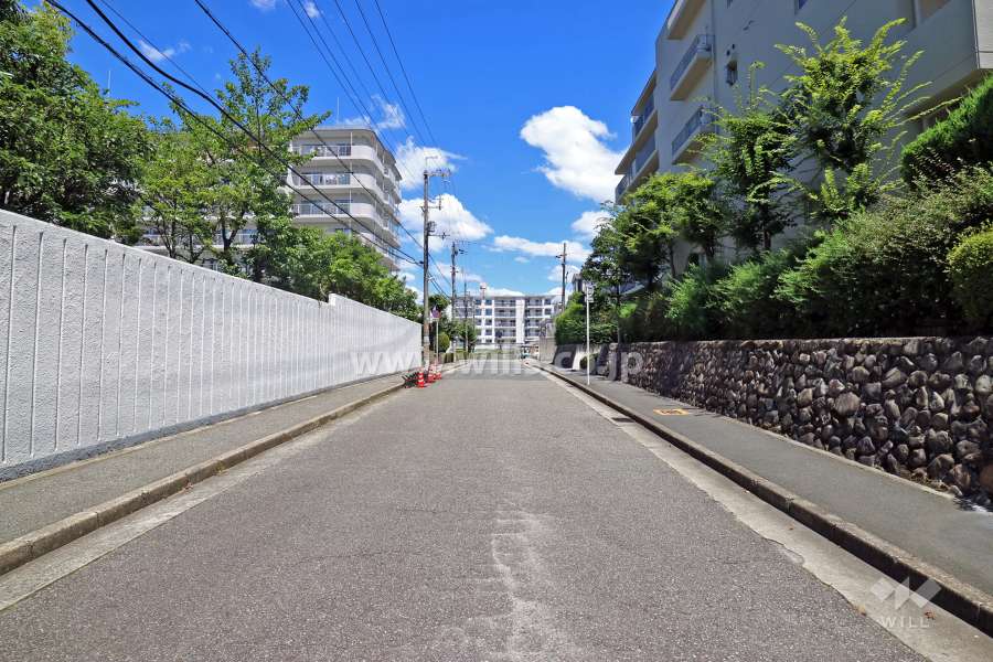物件の西側前面道路（南側より）