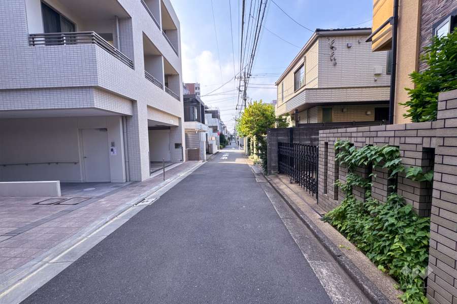敷地西側の前面道路（北側から）