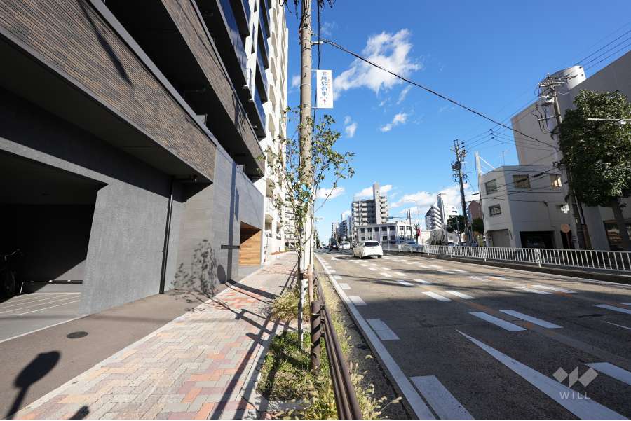 敷地南側の前面道路(西側から)