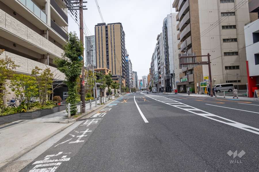 敷地の南側前面道路（西側から）