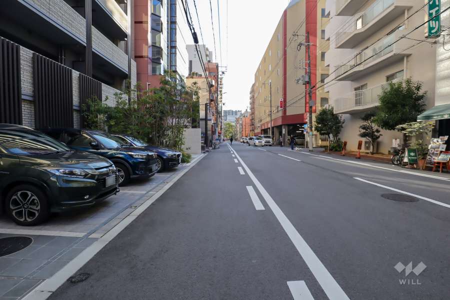 敷地西側の前面道路(北側から)