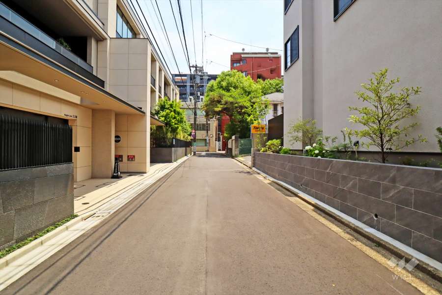敷地西側の前面道路(北側から)