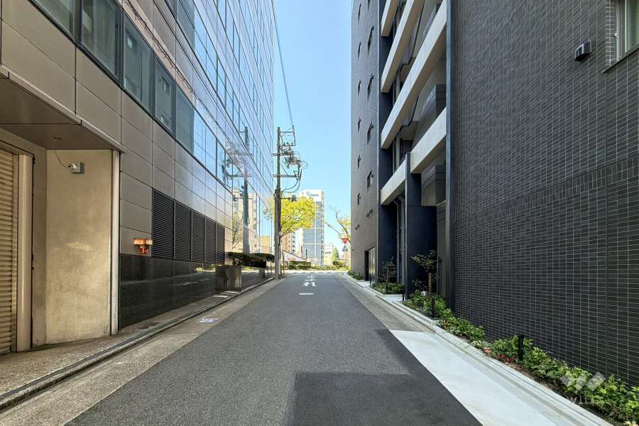 敷地東側の前面道路(北側から)