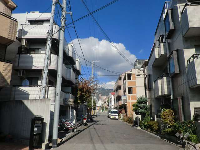 敷地西側の前面道路