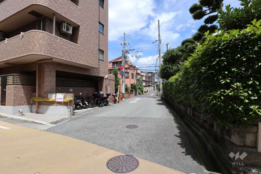 敷地南側の前面道路。南側には国道43号線と阪神高速が走っています。