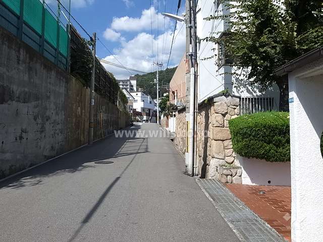 敷地西側の前面道路