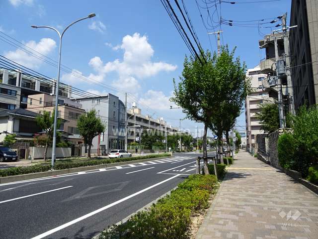 敷地北側の前面道路。山手幹線です。
