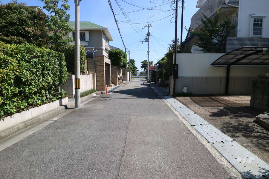 敷地西側の前面道路（北側から）