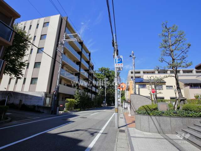敷地東側の前面道路（2車線のバス通り）