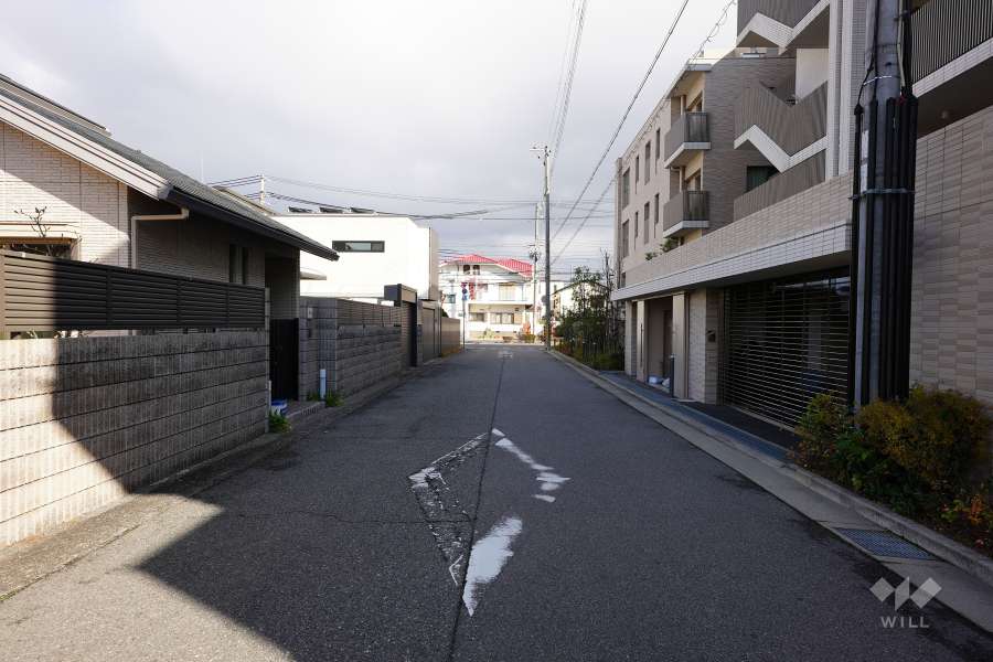 敷地北側の前面道路（西側から）