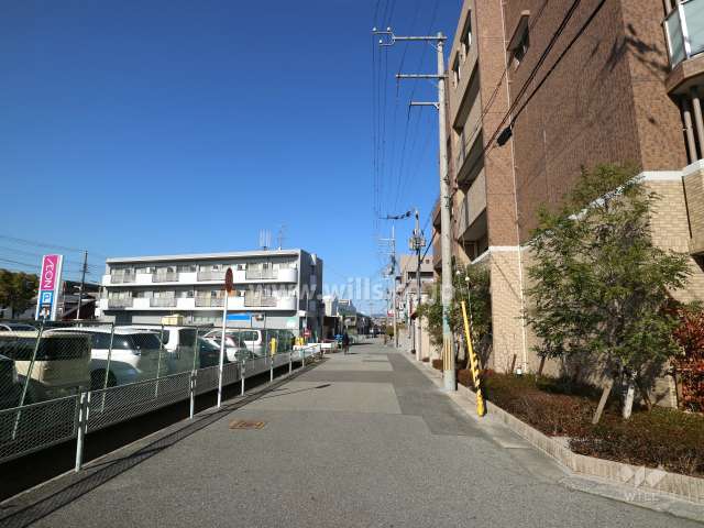 敷地西側の前面道路(南側から)