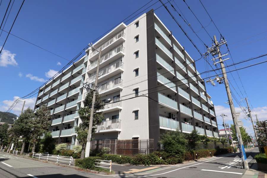 サンクタス甲南山手スティーロレジデンスの外観（南西側から）