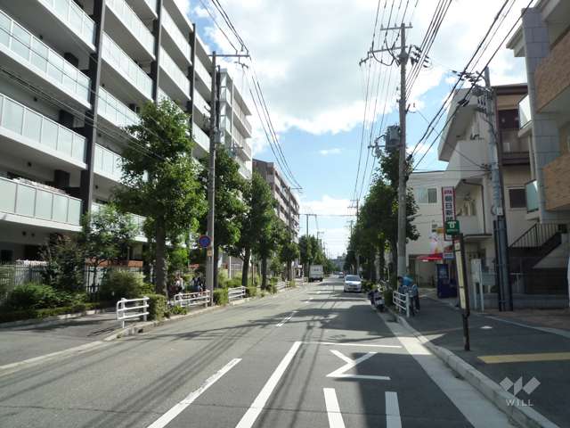 敷地西側の前面道路