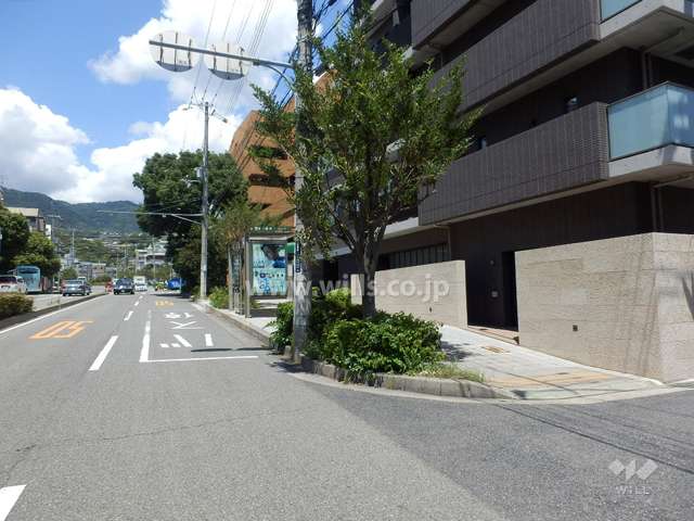 敷地の西側は4車線の通りに面しています。