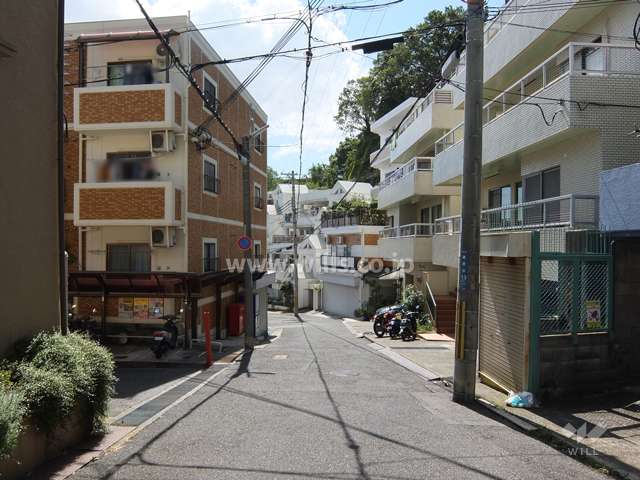 敷地東側の前面道路（北側から）