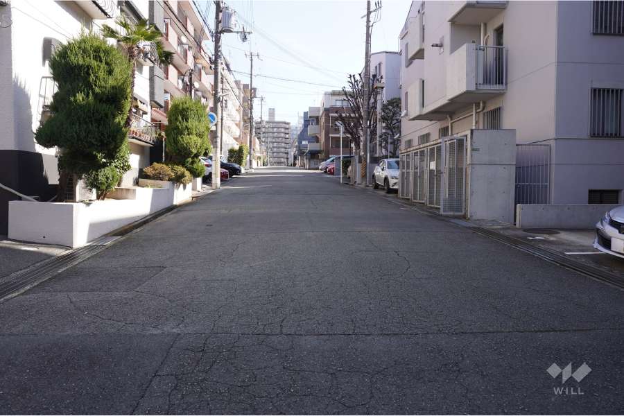 敷地北側の前面道路（西側から）