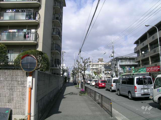 敷地の東側は二車線のバス通りです。