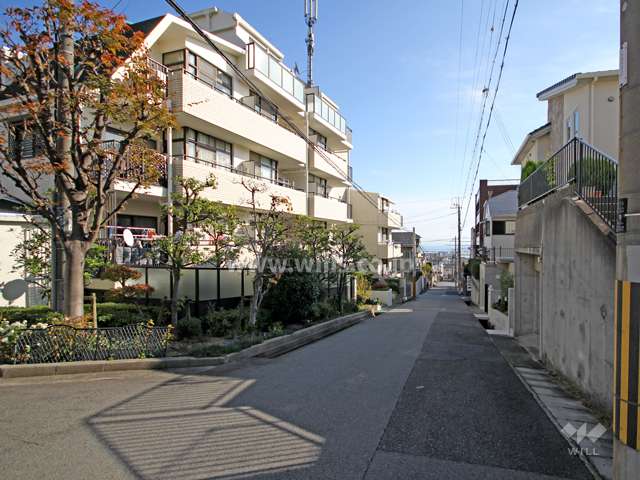 敷地西側の前面道路