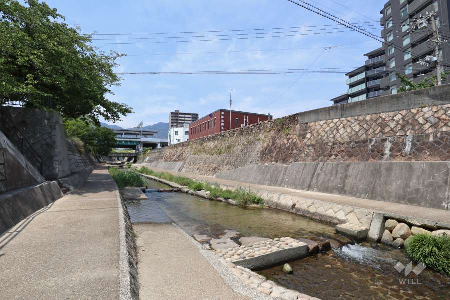 敷地の西側約30ｍの距離に「都賀川」が流れています。