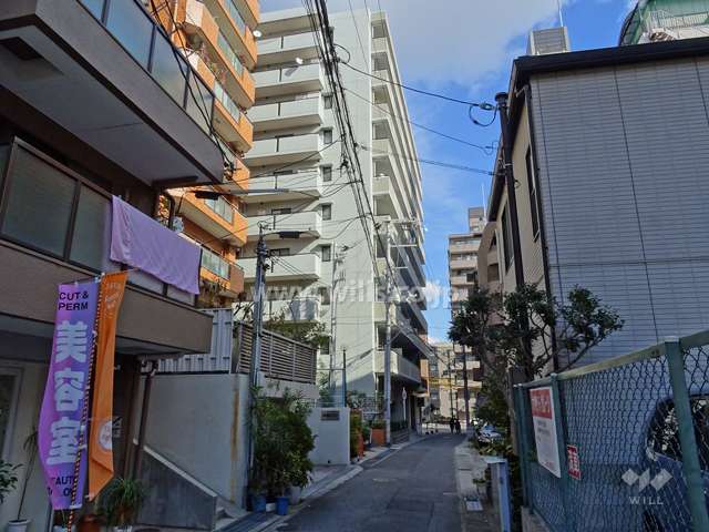 敷地南側の前面道路（西側から）