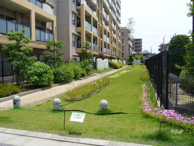 敷地西側の芝生スペース