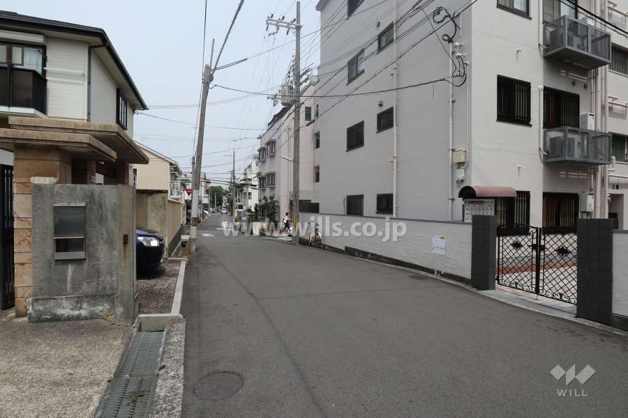 敷地の北側前面道路（西側から）