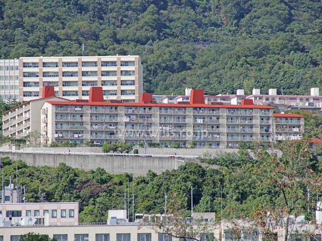 六甲台ハウス1号館の遠景(神戸大学工学部より)