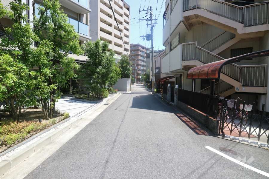 敷地南東側の前面道路（北東方向）