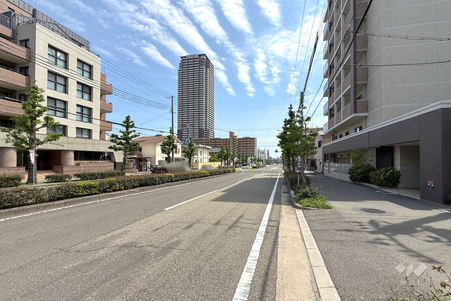 敷地東側の前面道路（北側から）