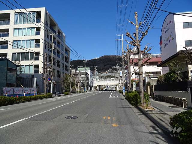 敷地東側の前面道路。十二間道路です。