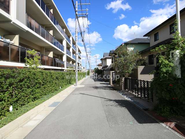 南東側の前面道路（南西側から）