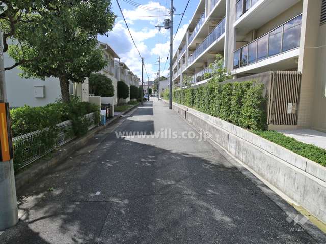 敷地南東側の前面道路（北東側から）