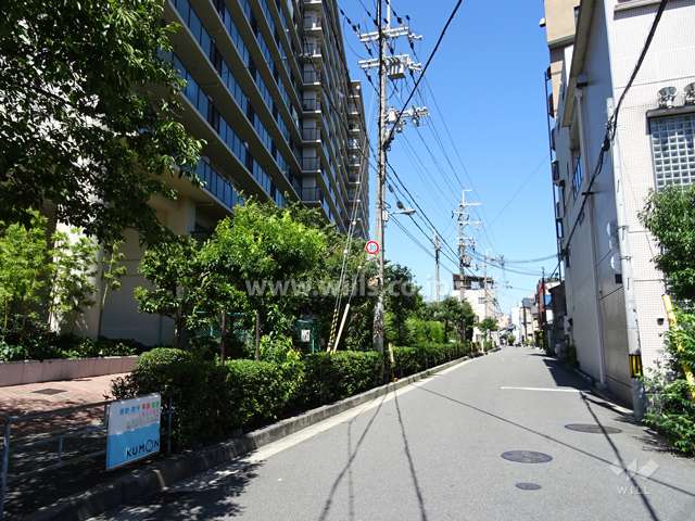 敷地南東側の前面道路（南西側から）