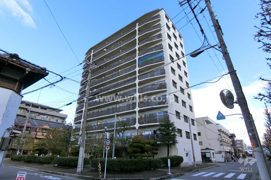 淡路パークハイツ1番館の外観（南西側から）