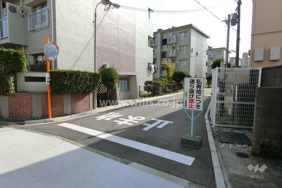 敷地西側の前面道路