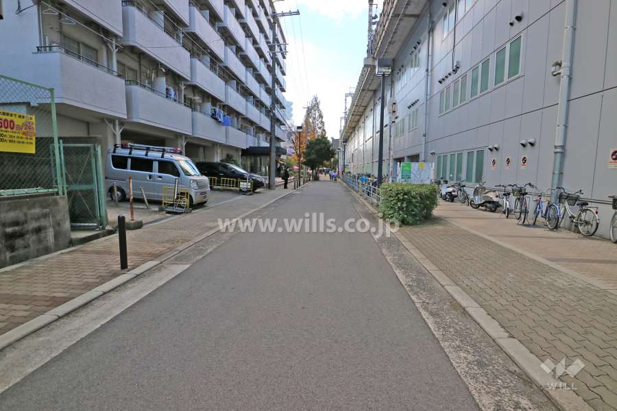 敷地北西側の前面道路（北東側から）