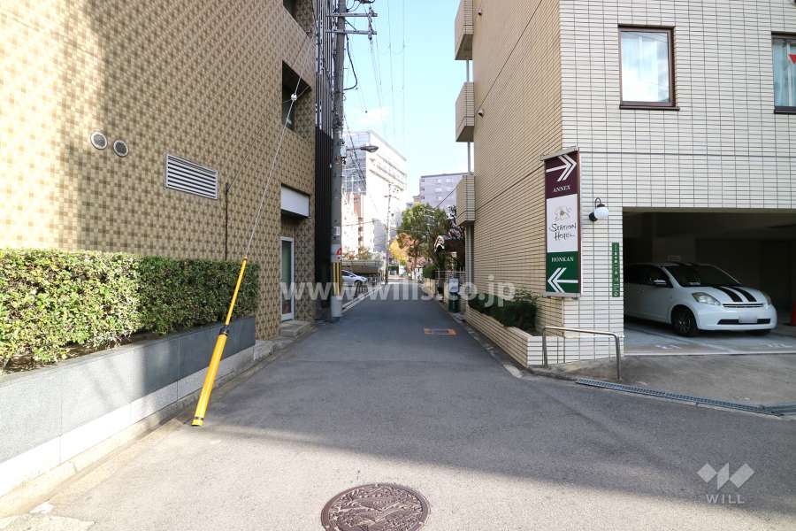 敷地南側の前面道路（西側から）