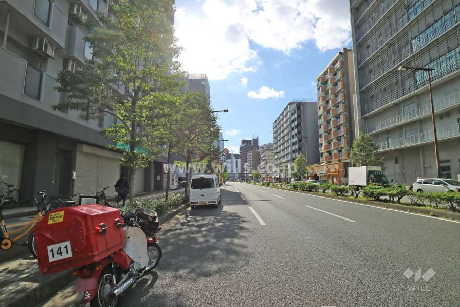 敷地北西側の前面道路（北東側から）