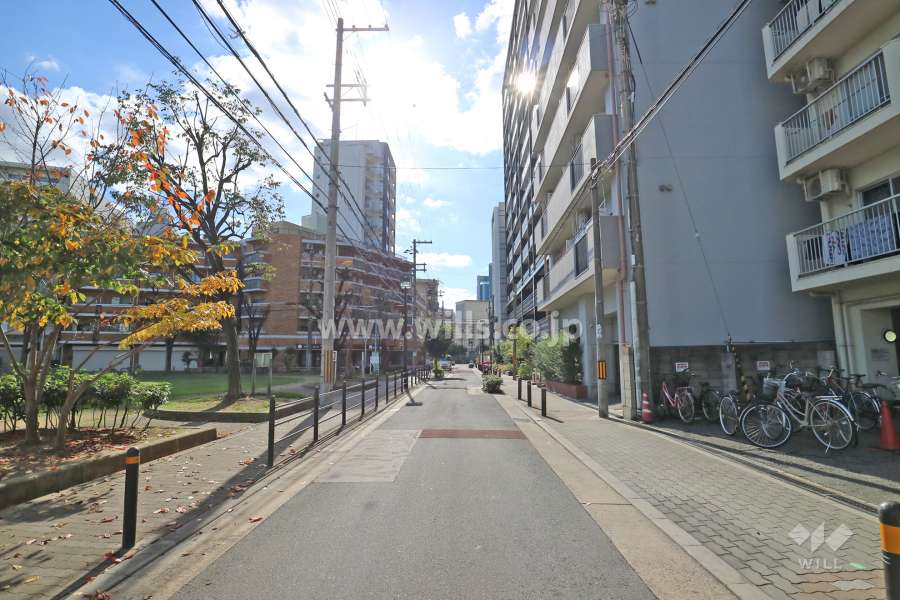 敷地南東側の前面道路（北東側から）