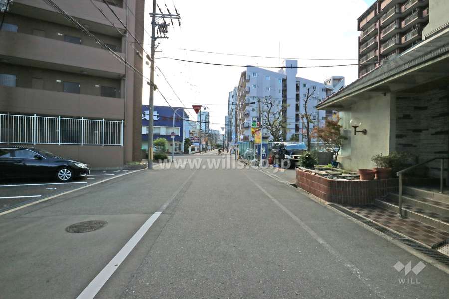 敷地南東側の前面道路（北東側から）