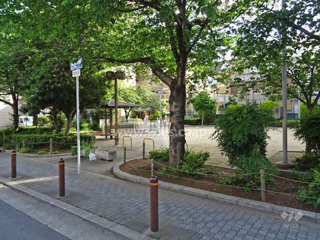 敷地の北側道路向かいには公園があります。