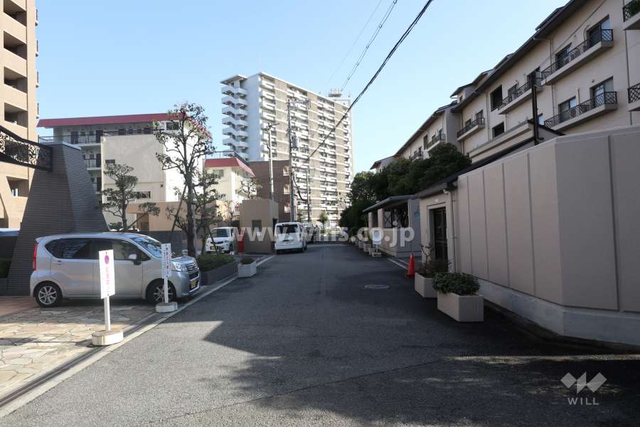 敷地の北側前面道路（西側から）
