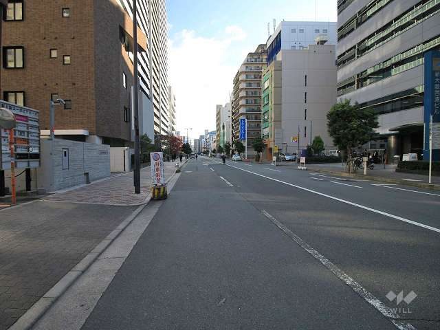 敷地南側の前面道路（西側から）