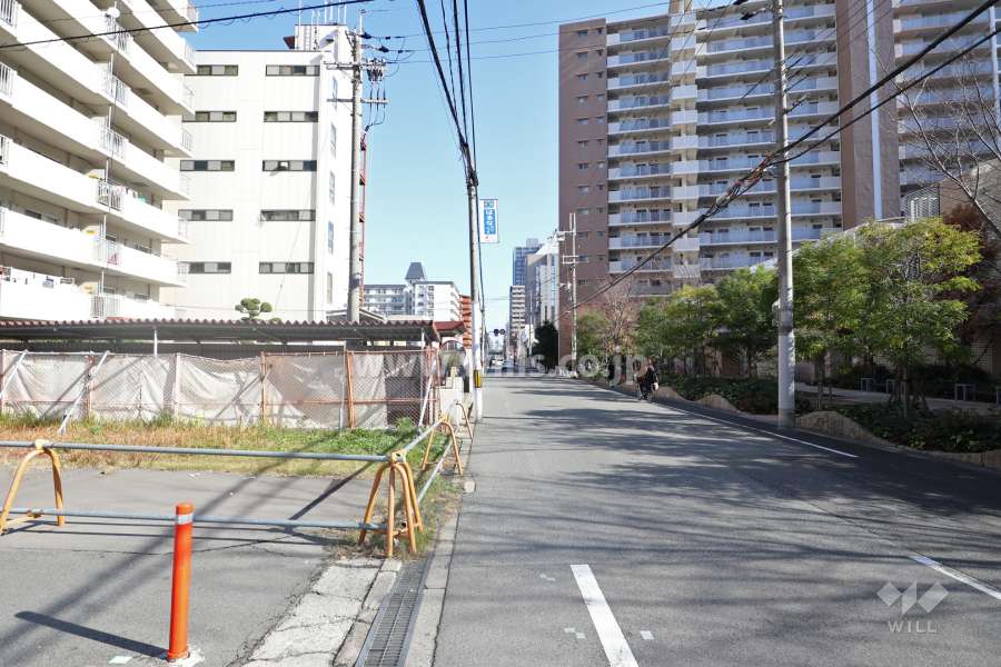 敷地の南側前面道路（東側西側から）