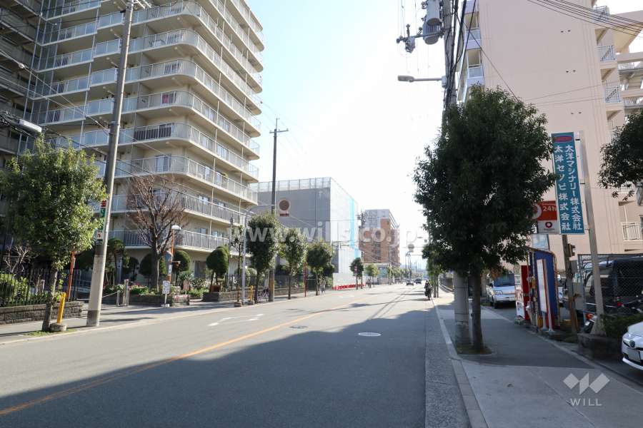敷地西側の前面道路