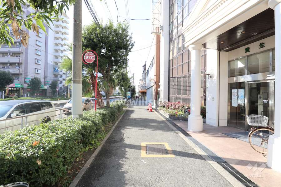 敷地の南側前面道路（東側から）