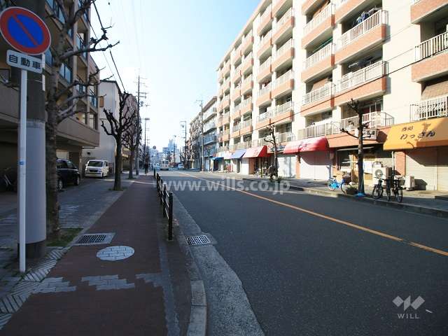 敷地東側の前面道路（北側から）