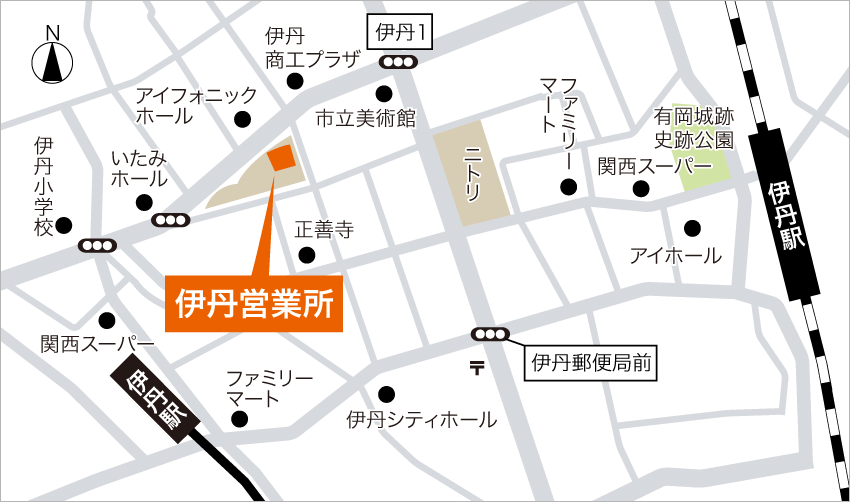 ウィル不動産販売 伊丹営業所へのアクセスマップ